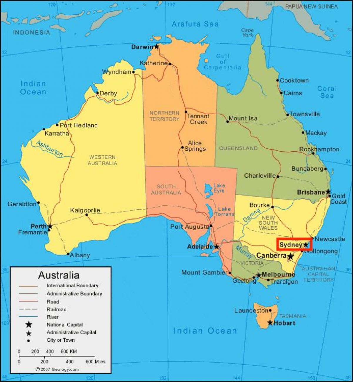 sydney map of australia