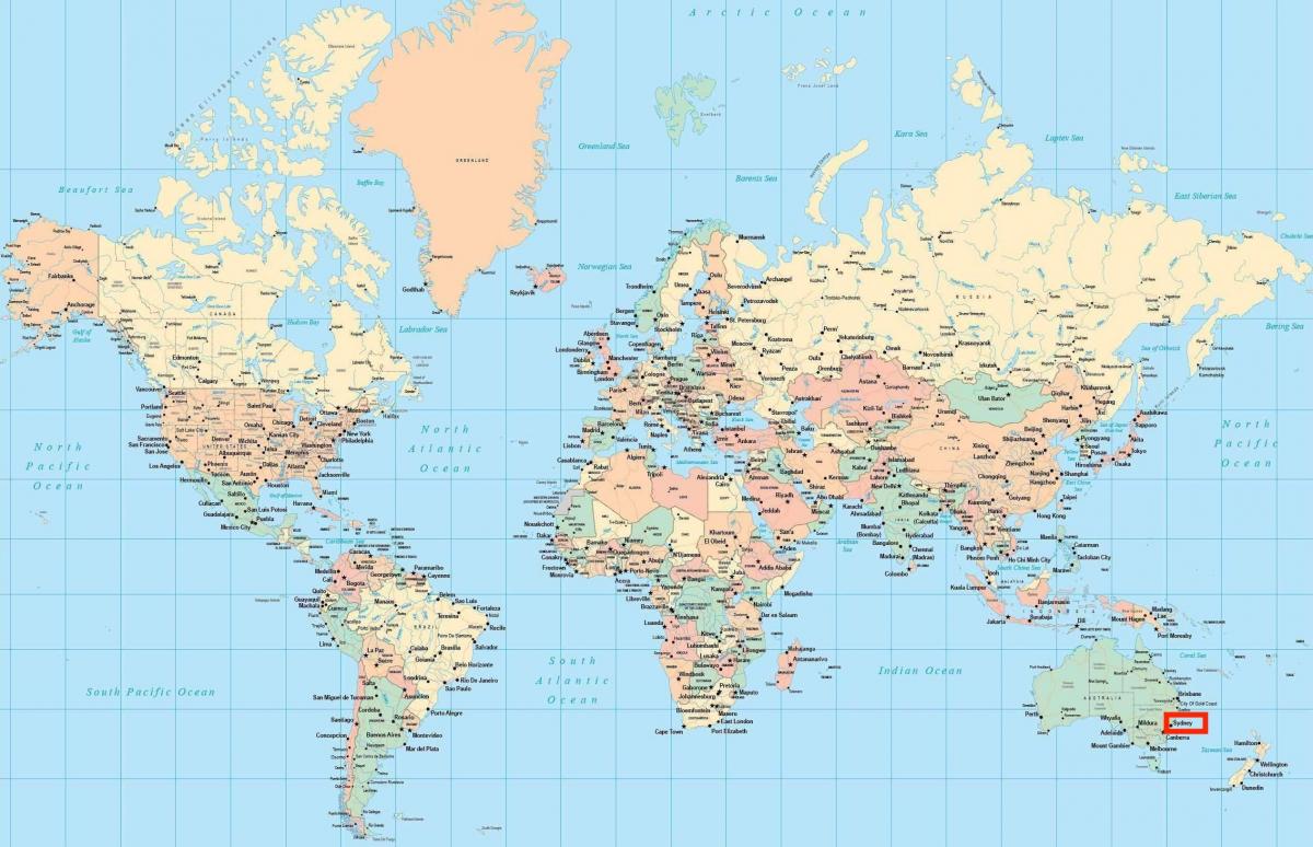 sydney on world map