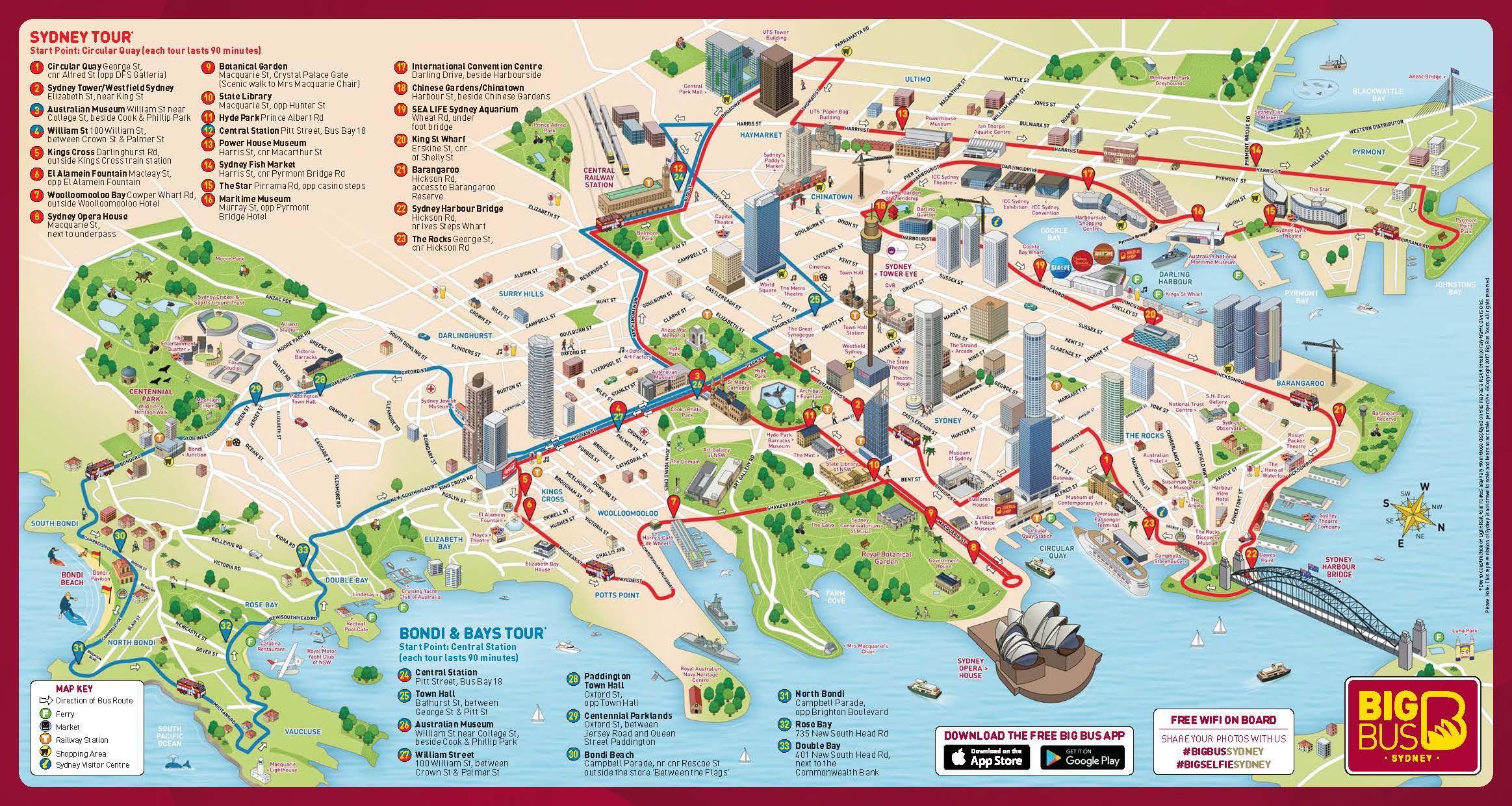 Sydney Attractions Map Pdf Free Printable Tourist Map Sydney Waking ...