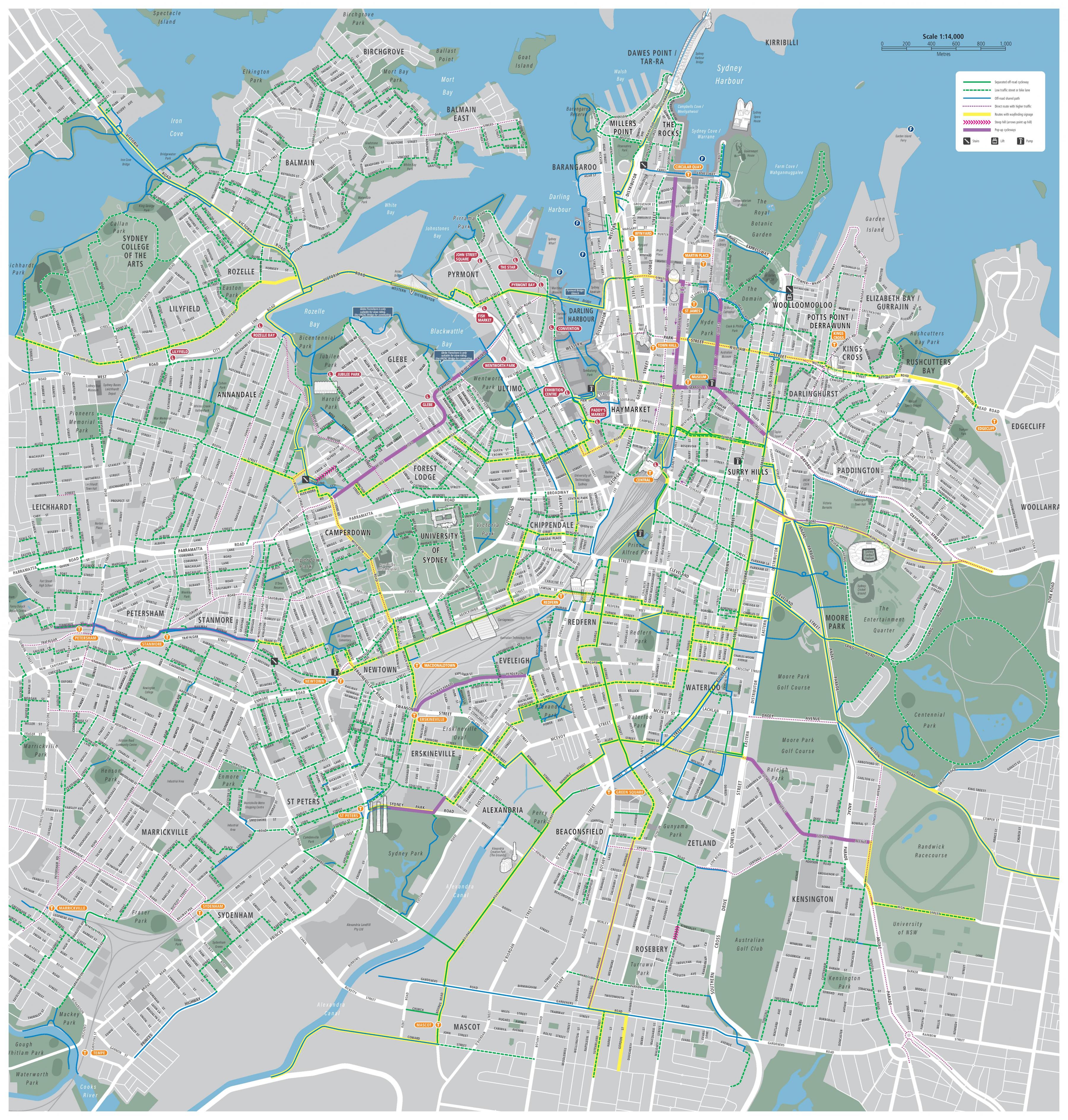 Sydney cycle map - Bike map sydney (Australia)