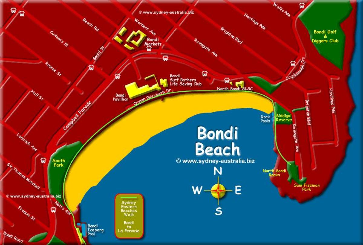 bondi beach map sydney