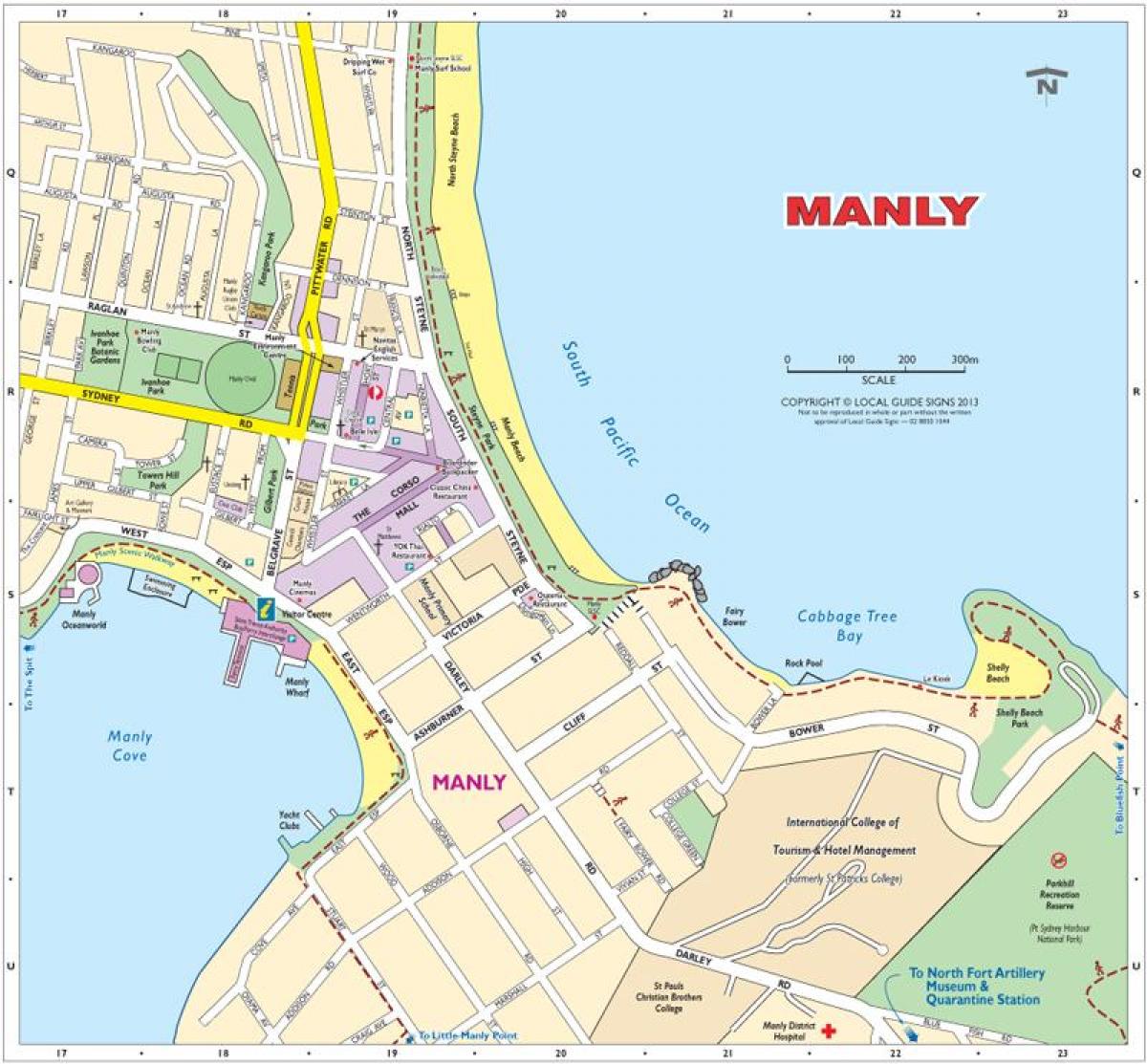 map of manly beach
