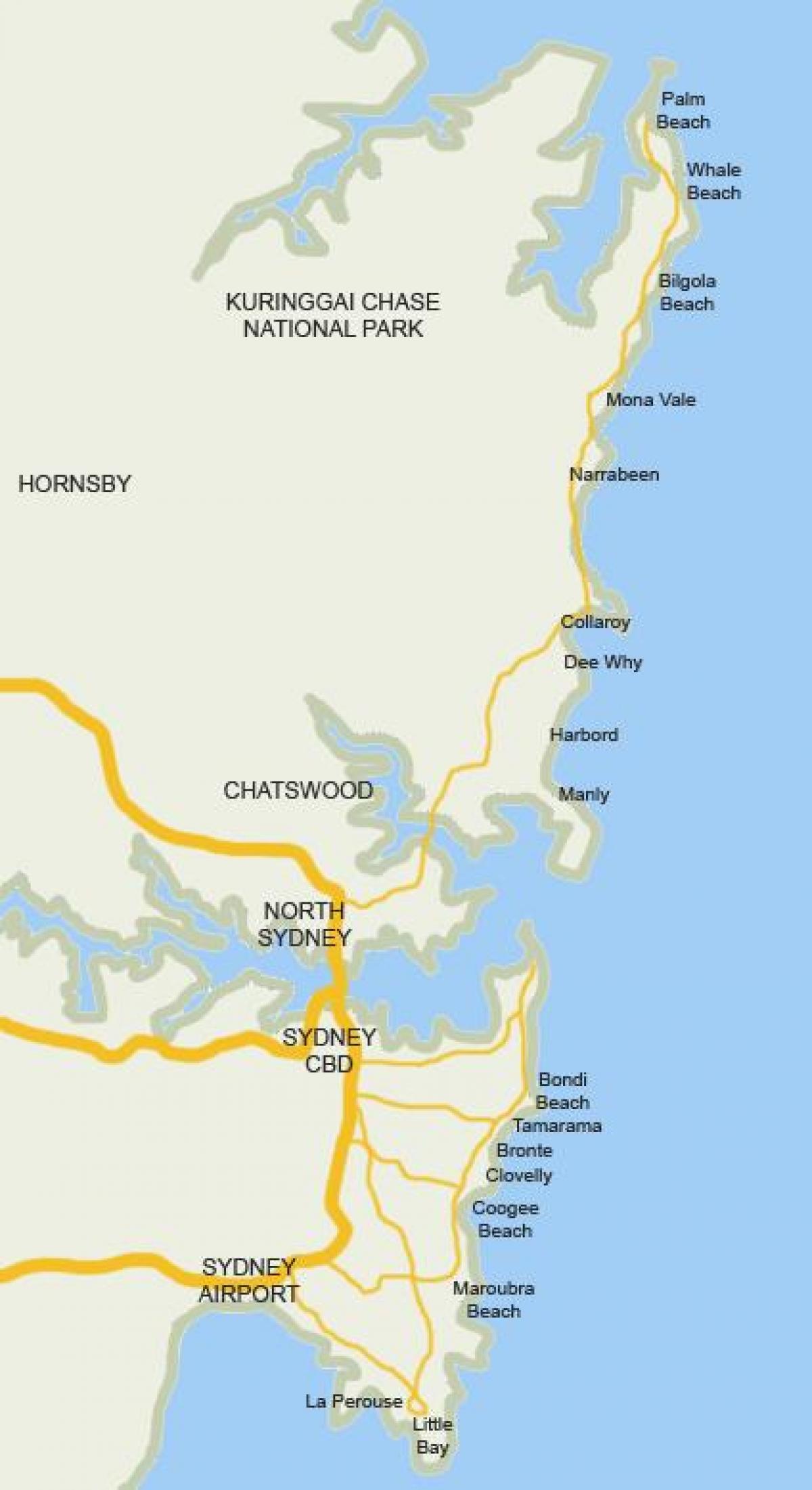 map of sydney beaches