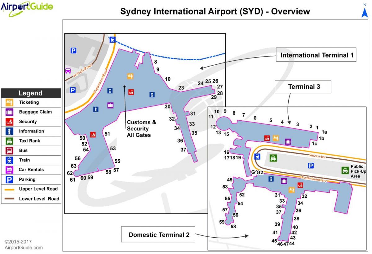 sydney domestic airport pickup map
