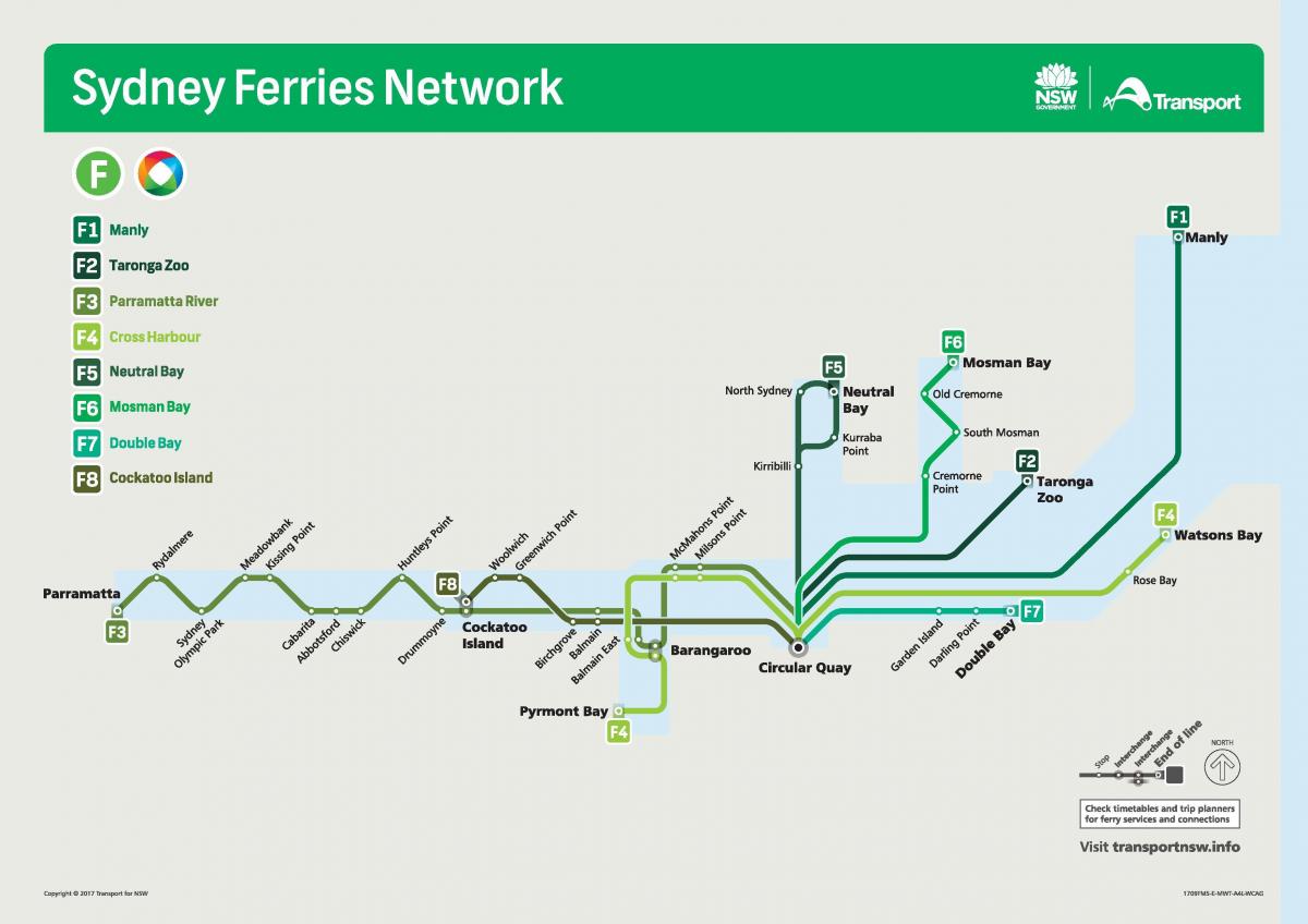 sydney ferries network map