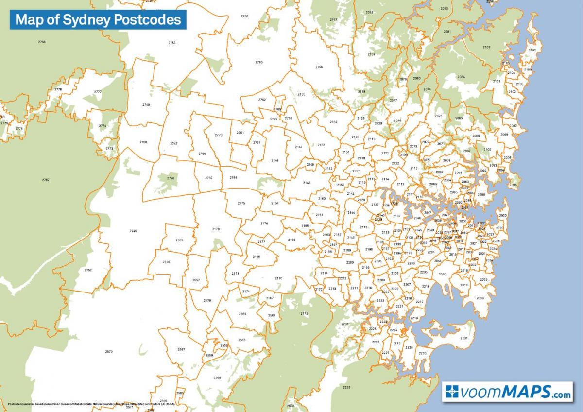 map of sydney postcodes