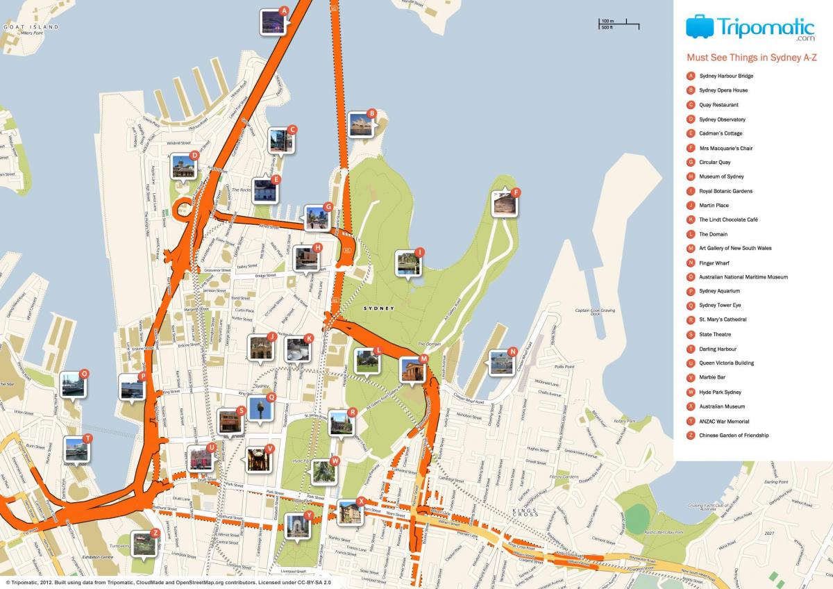 tourist map of sydney